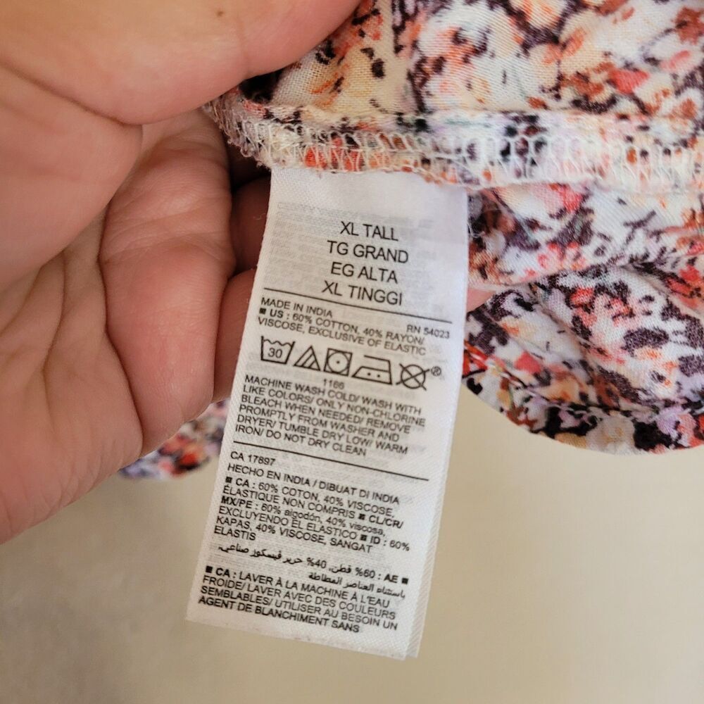Old Navy Womens Peasant Boho Top XL Tall Long Sleeve Floral Balloon Sleeves Boho - Picture 6 of 7